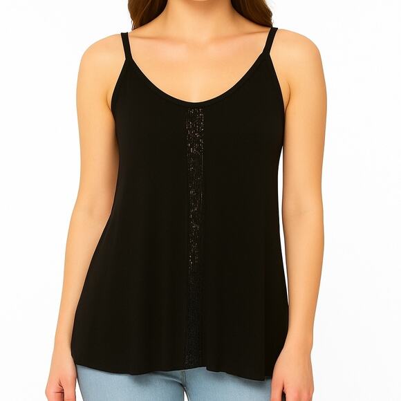 San Francisco City Lights Gypsy Lace Cami Tank Top Black Size Large NEW - Picture 1 of 6